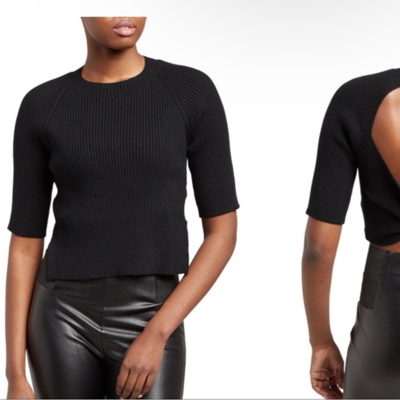 Naadam silk and cashmere knit twist back short sleeve top - Picture 2 of 6